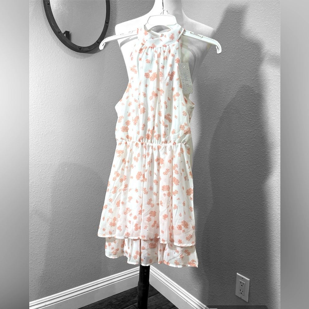 Sienna Sky Summer Floral Halter Dress with keyhole back